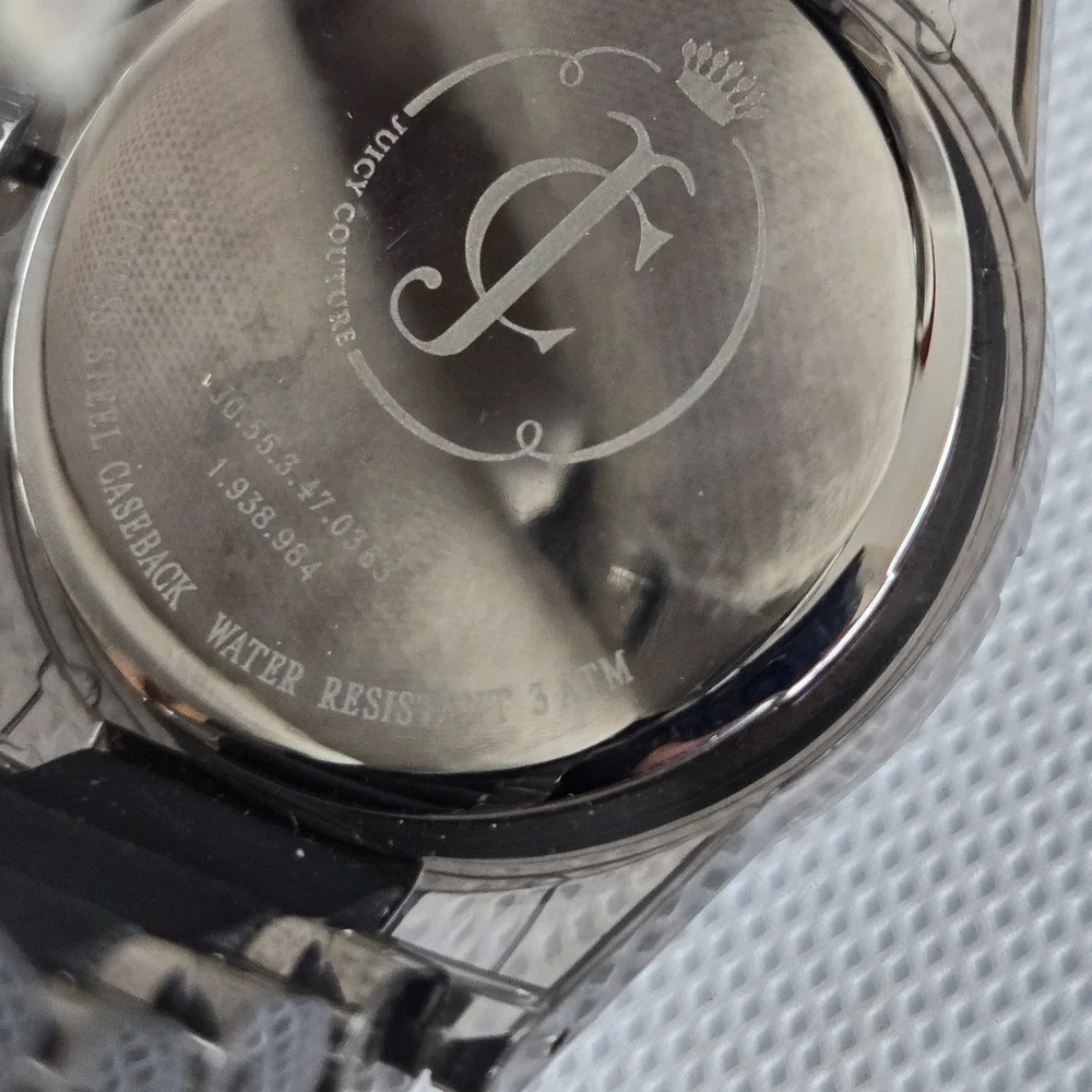 Juicy Couture Womens Rich Watch 1900870 Black Clear Link Band NWT 6.5
